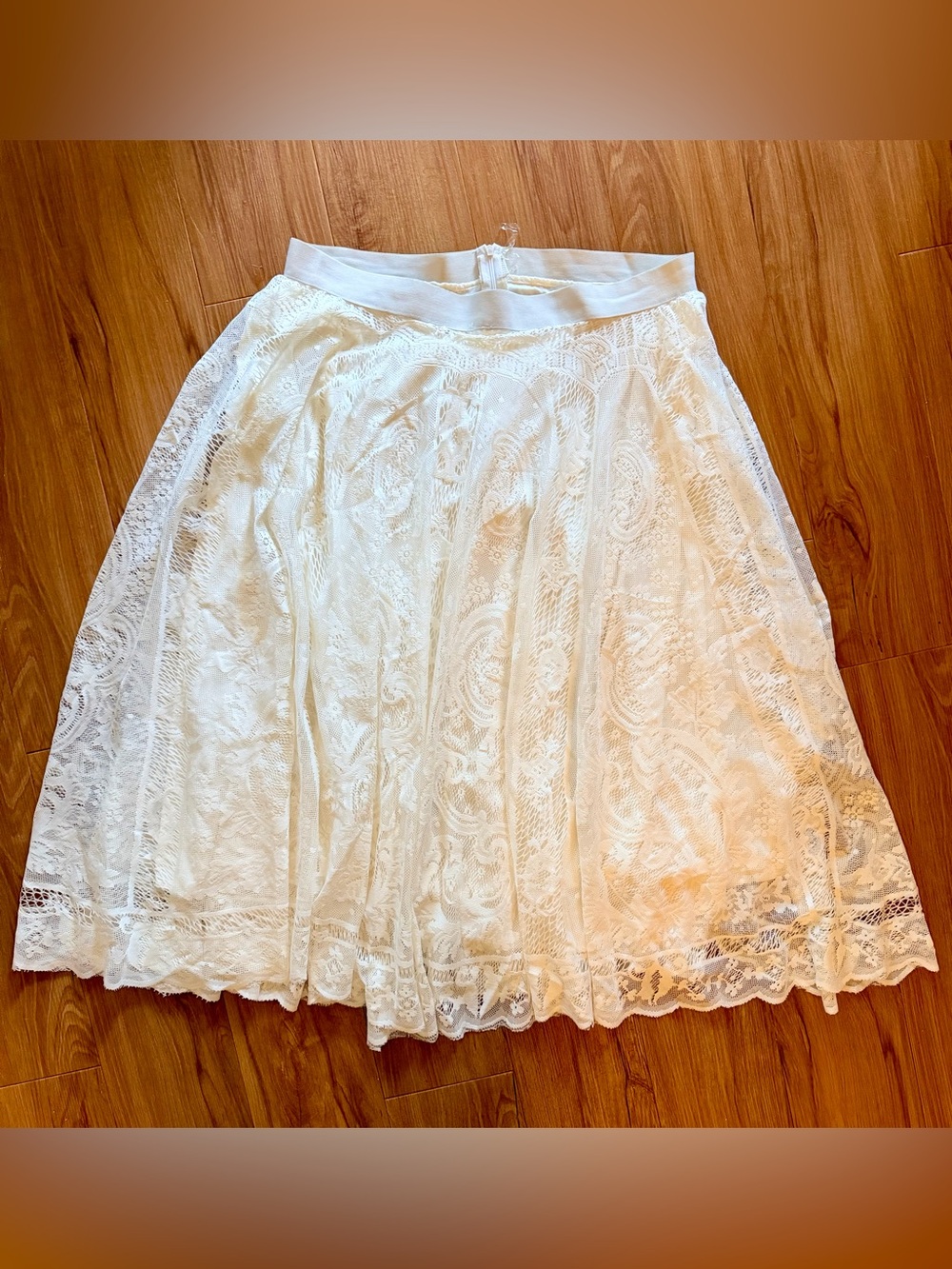 Shein Elegant Cream Lace A-Line Skirt